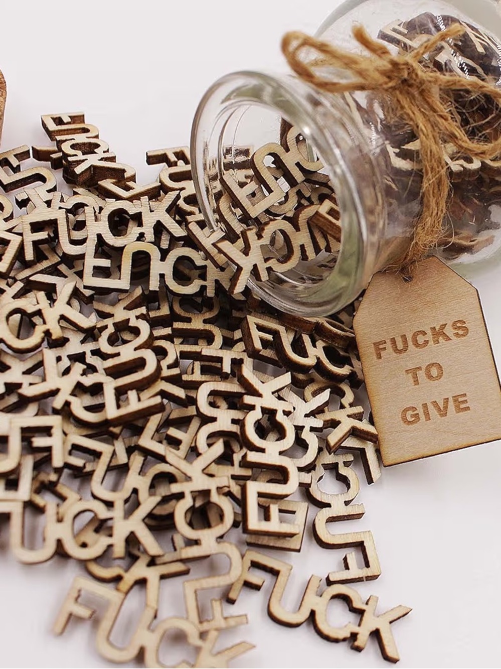 Wooden 'F*cks' Charm Pack - Natural Brown Accent